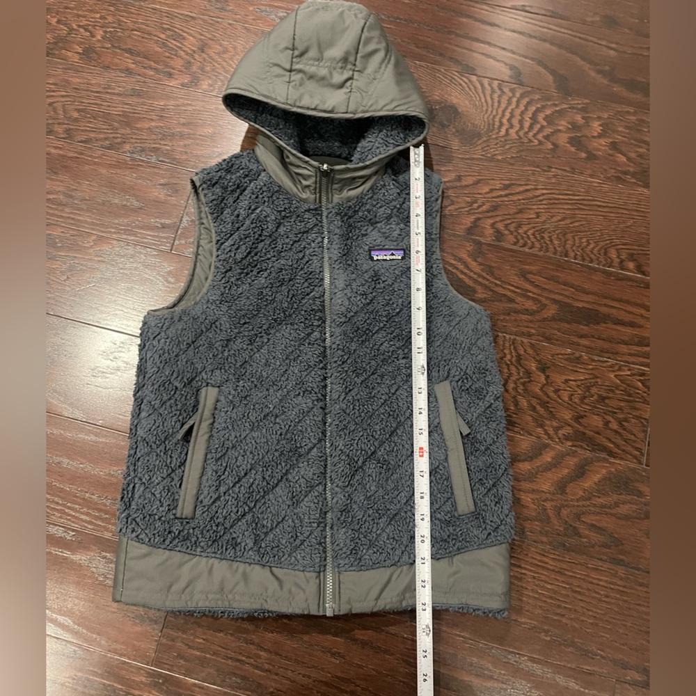 Patagonia Los Gatos Hooded Vest Women Size Small Reversible Gray Purple Zip - Picture 2 of 10